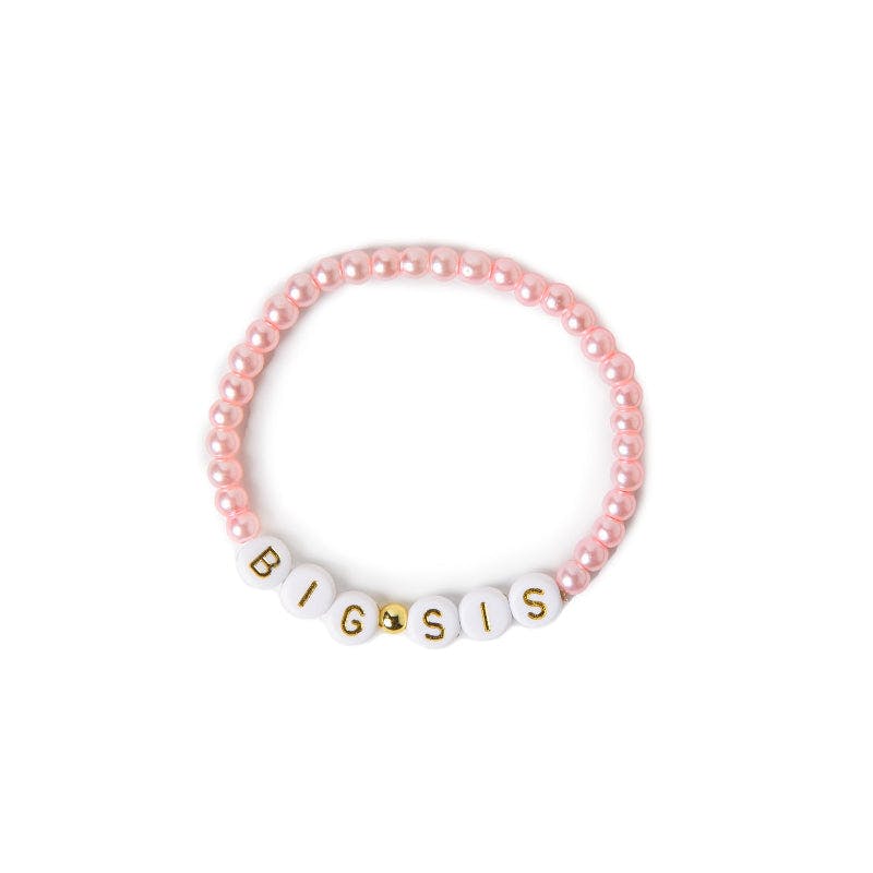 BIG SIS Pink Bead & White Letters Bracelet