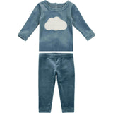 Cozy 2-Piece Velvet Cloud Applique Top & Pant Set