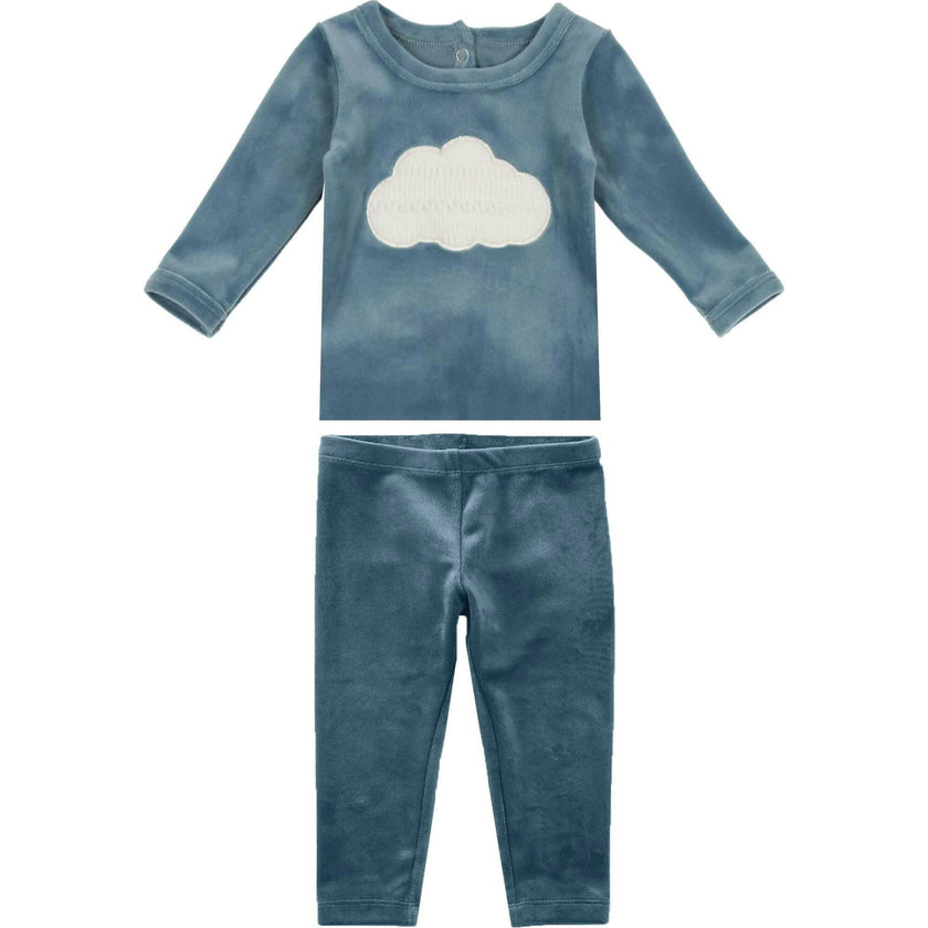 Cozy 2-Piece Velvet Cloud Applique Top & Pant Set