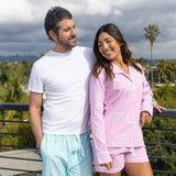 Men's Hepburn Gingham Mint PJ Pants - Organic Cotton Poplin