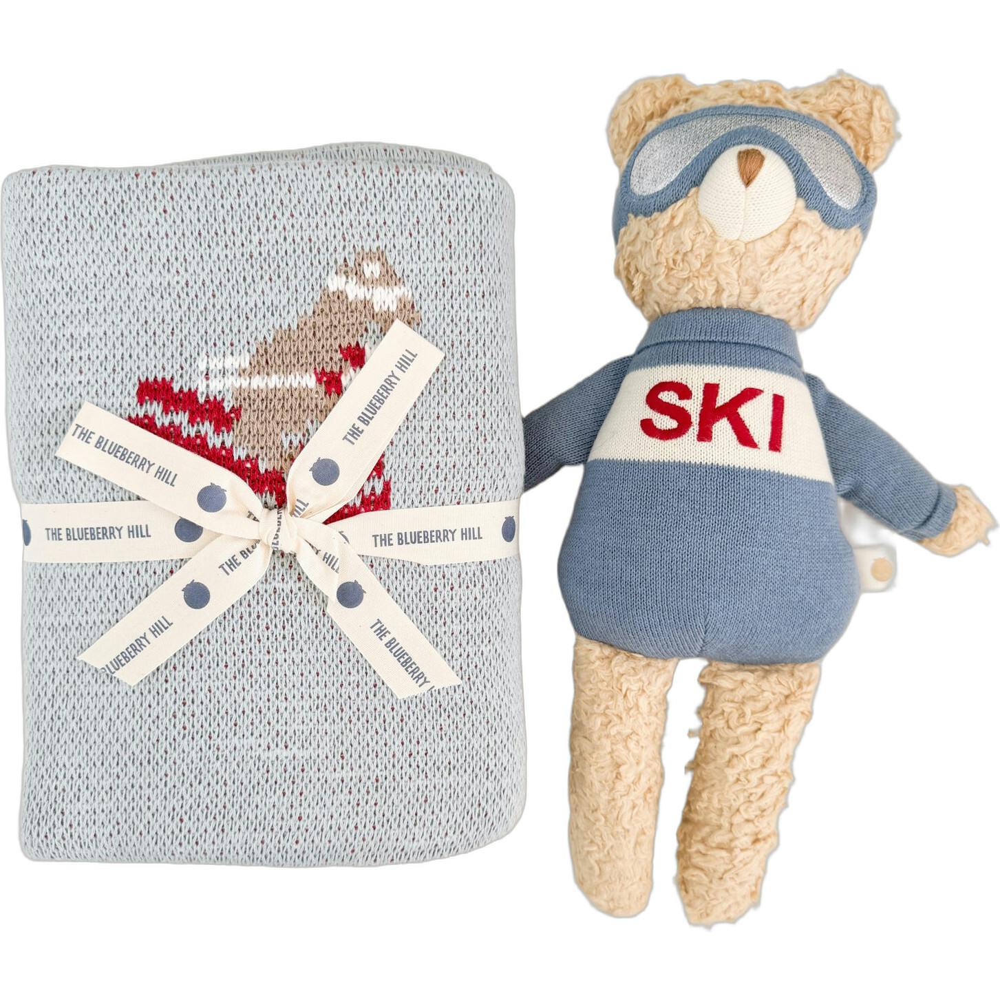 Ski Blanket and Bear Plush Toy Gift Set