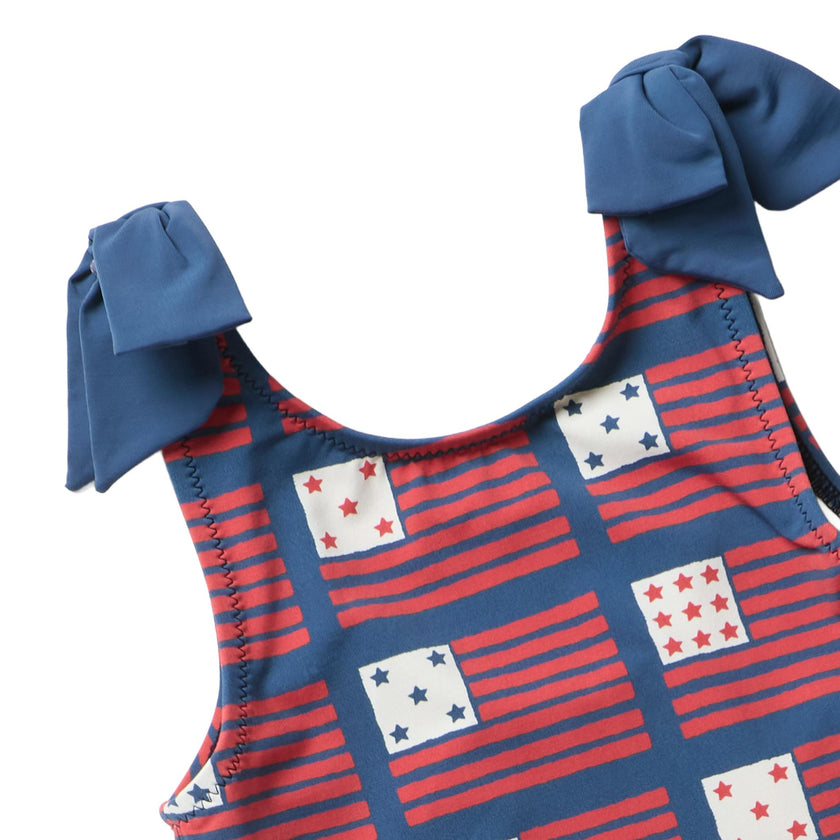 Girls Shelly Suit - Navy Flags