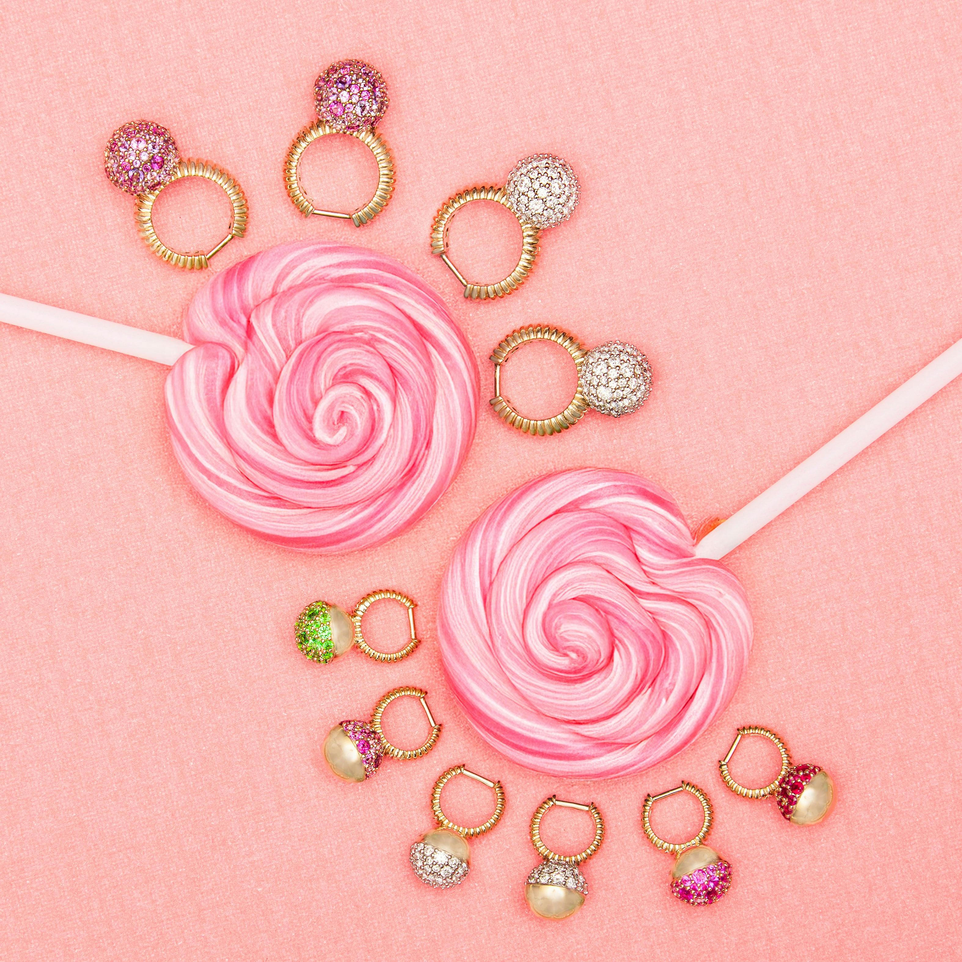Revel Mini Bobble Huggie - Ruby & Pink Sapphire