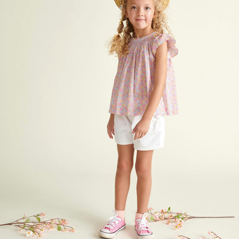 Made With Liberty Fabric Smocked Girls Blouse Isabella