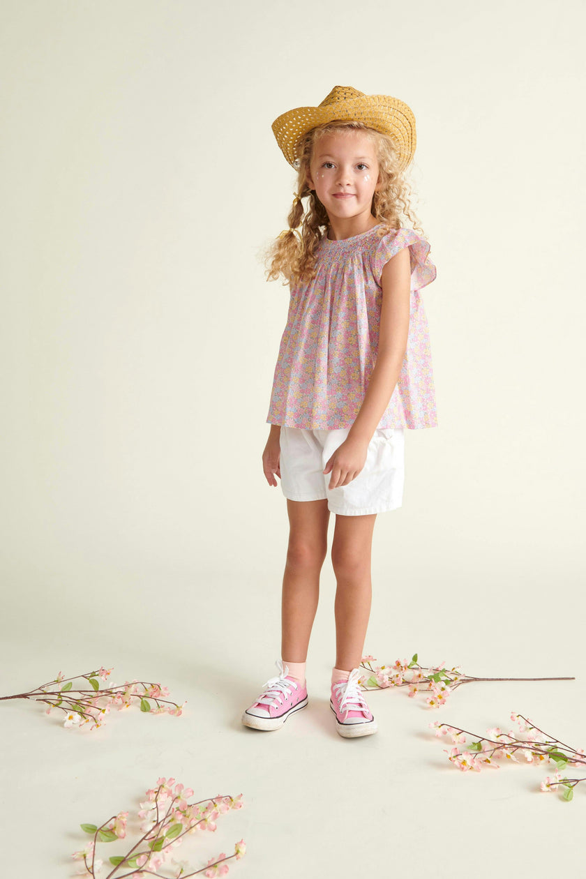 Made With Liberty Fabric Smocked Girls Blouse Isabella