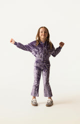 Velvet Yoga Pant with Embroidered Hearts, Purple