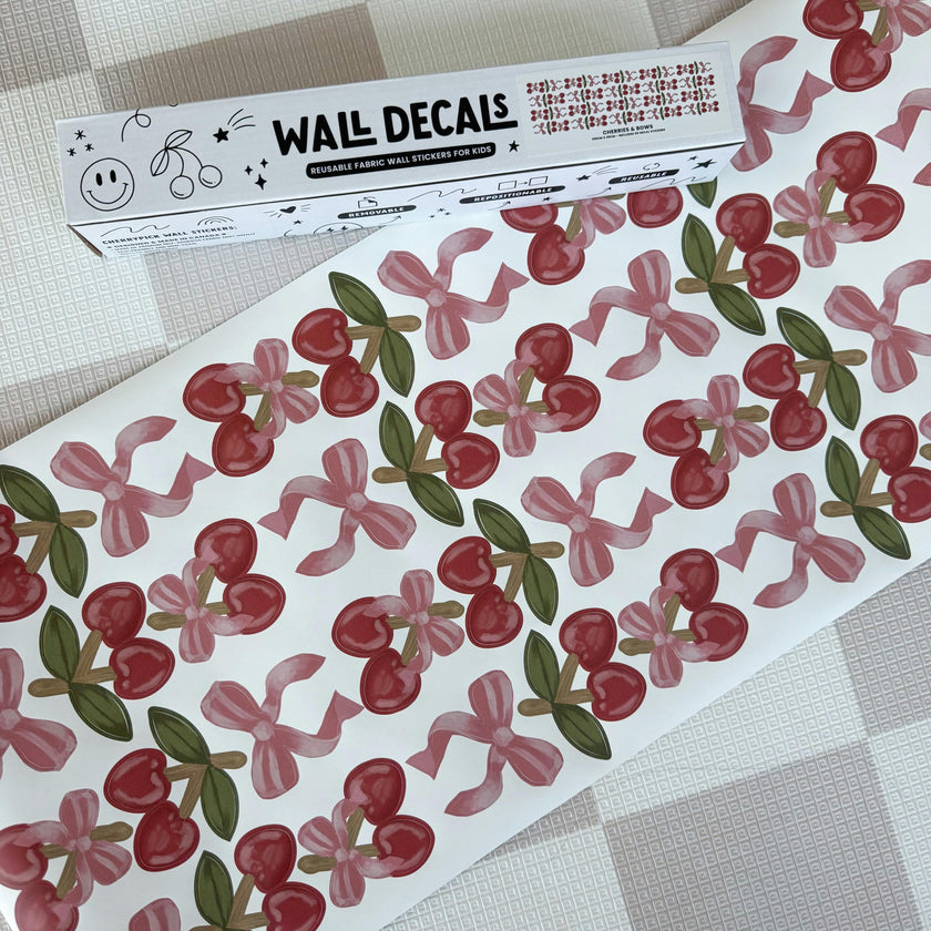 Peel & Stick Fabric Wall Stickers - Cherries & Bows