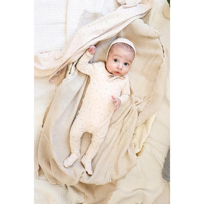 Elegant Leaves Footie and Beanie Set