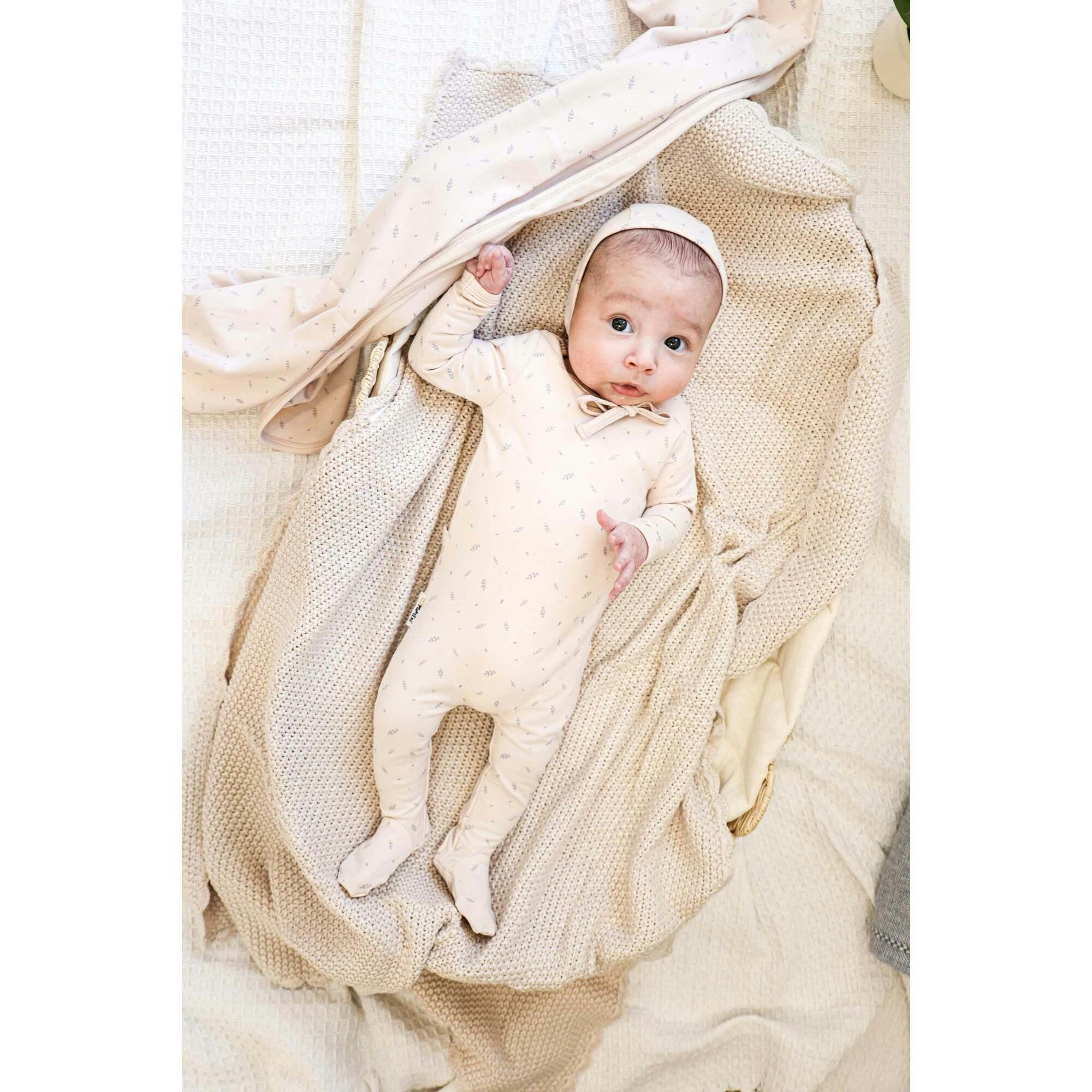 Elegant Leaves Footie and Beanie Set