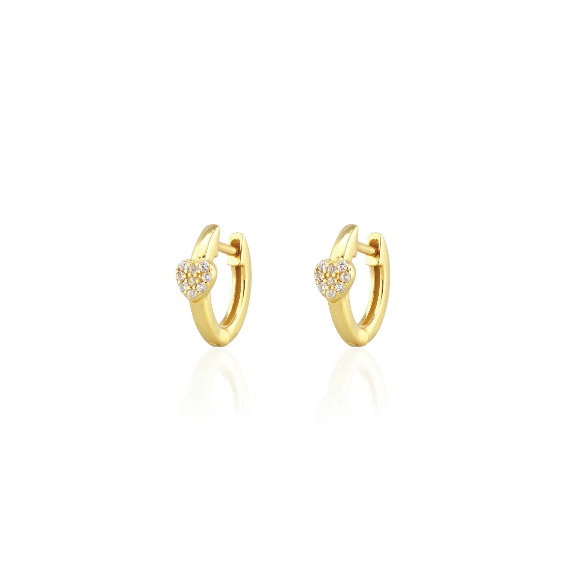 Heart Crystal Huggie Hoop Earrings