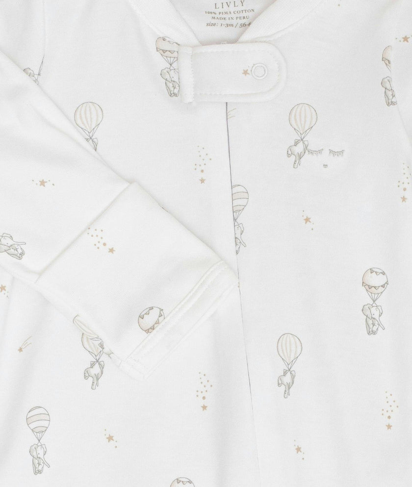 Flying Elephants Zipper Footie