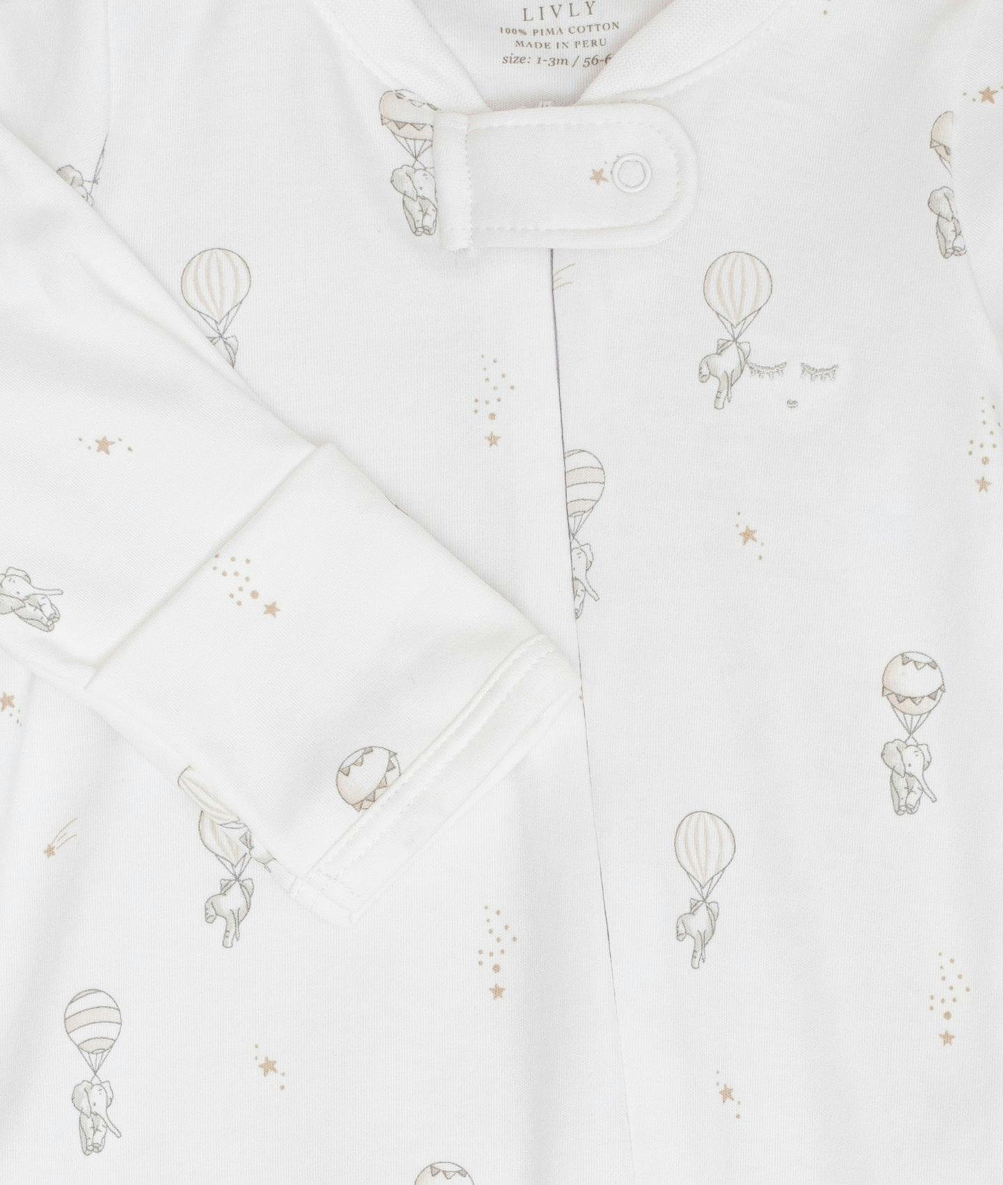Flying Elephants Zipper Footie