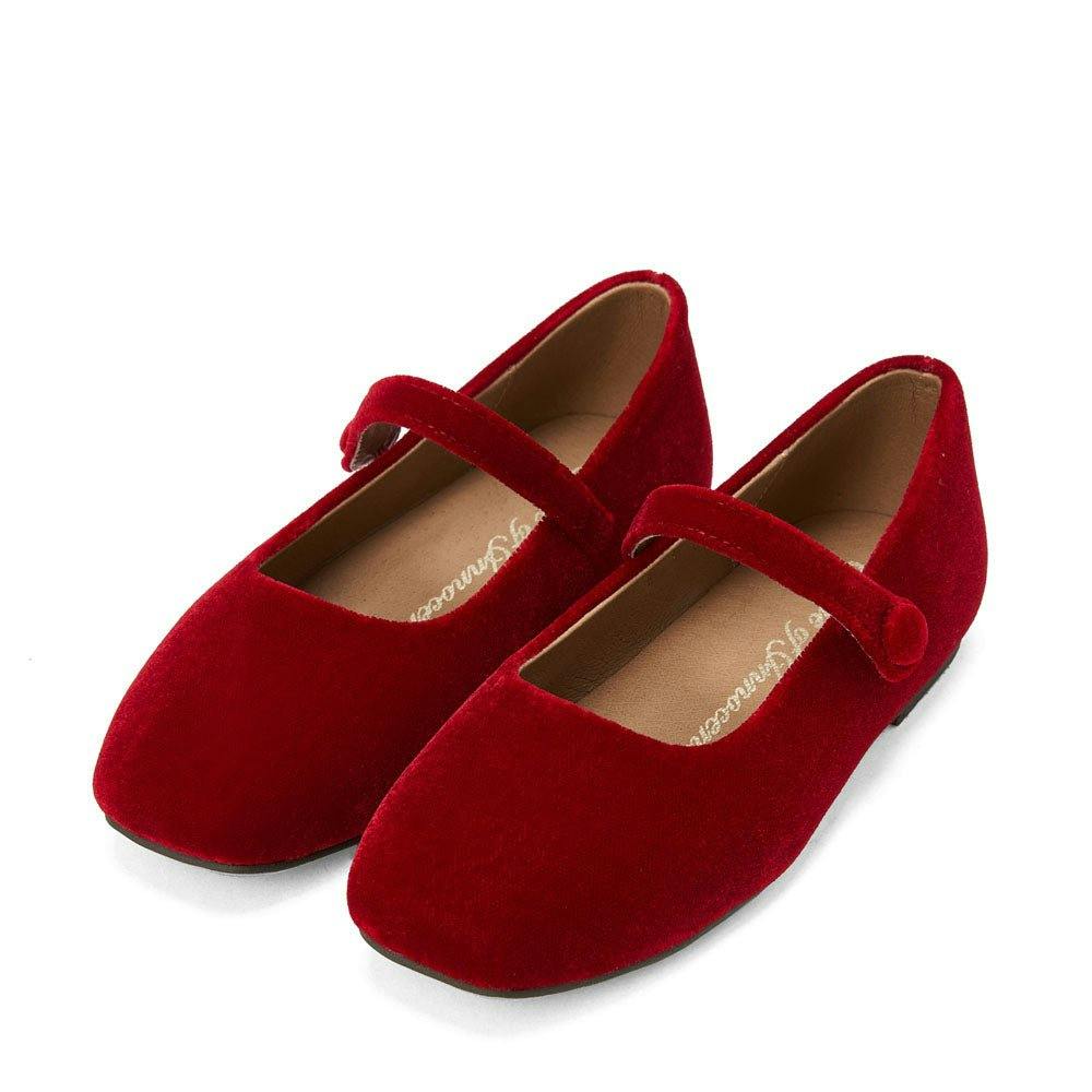 Cleo Velvet Square Toes Mary Jane Style Ballet Flats