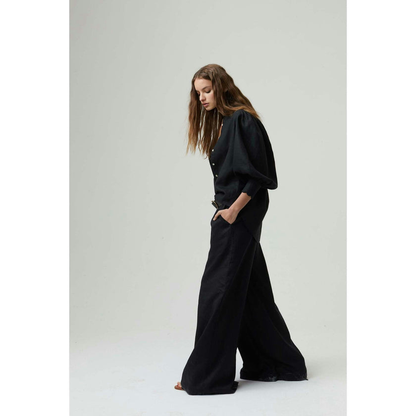 Cape Linen Pants - Black