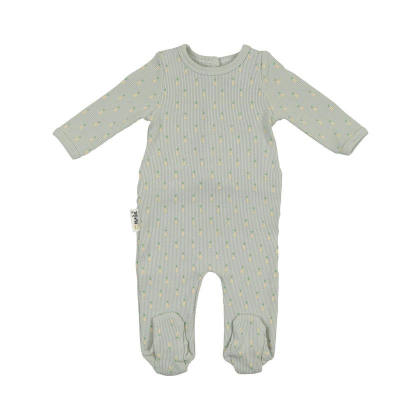 Ribbed Pineapple Footie and Beanie Set