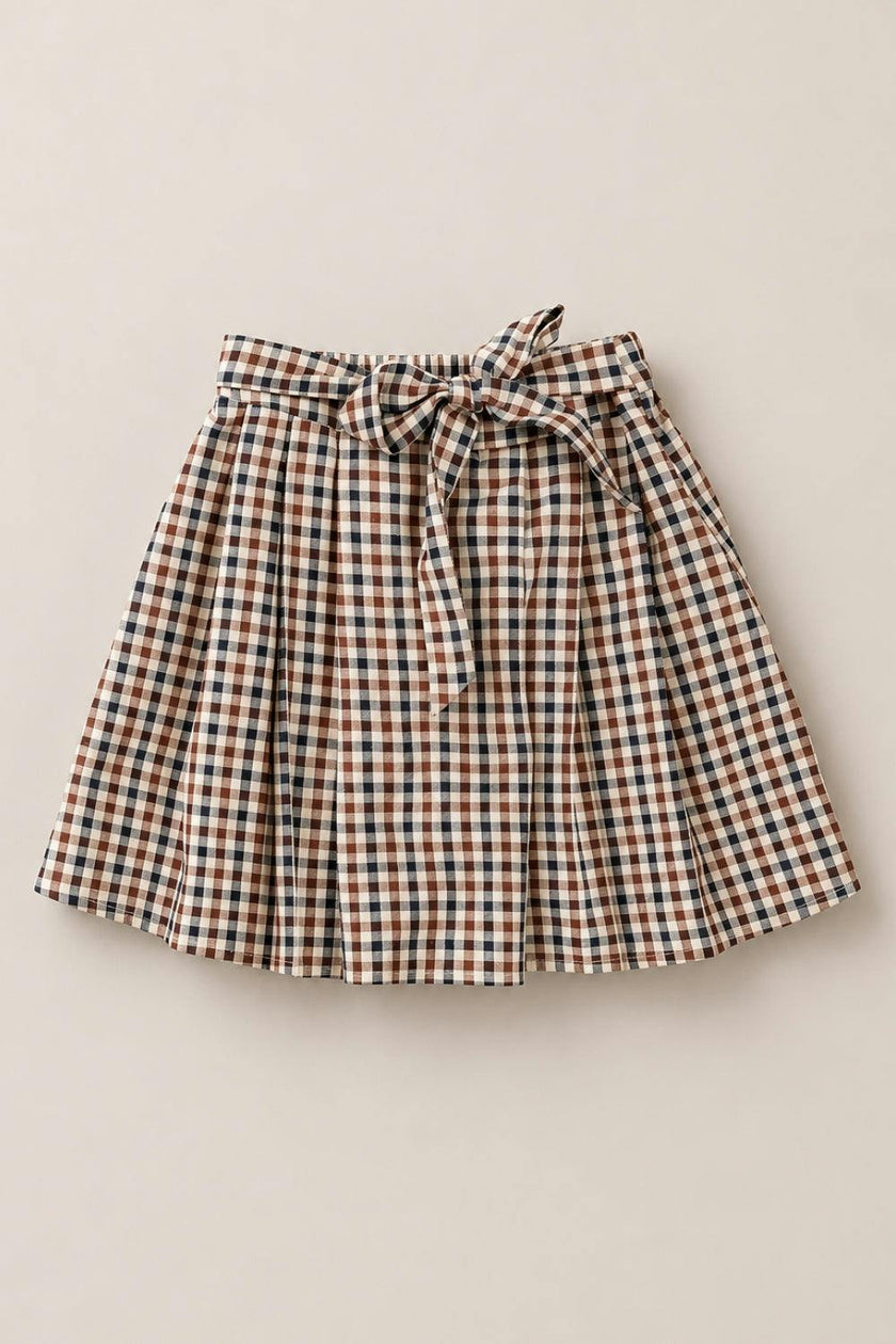 Mini Addison Skort in Chestnut Gingham