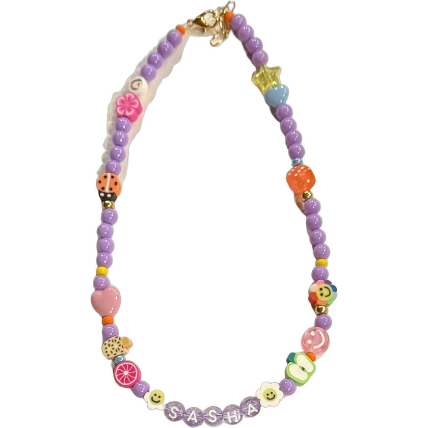 Colorful "Purple" Monogram Happy Necklace
