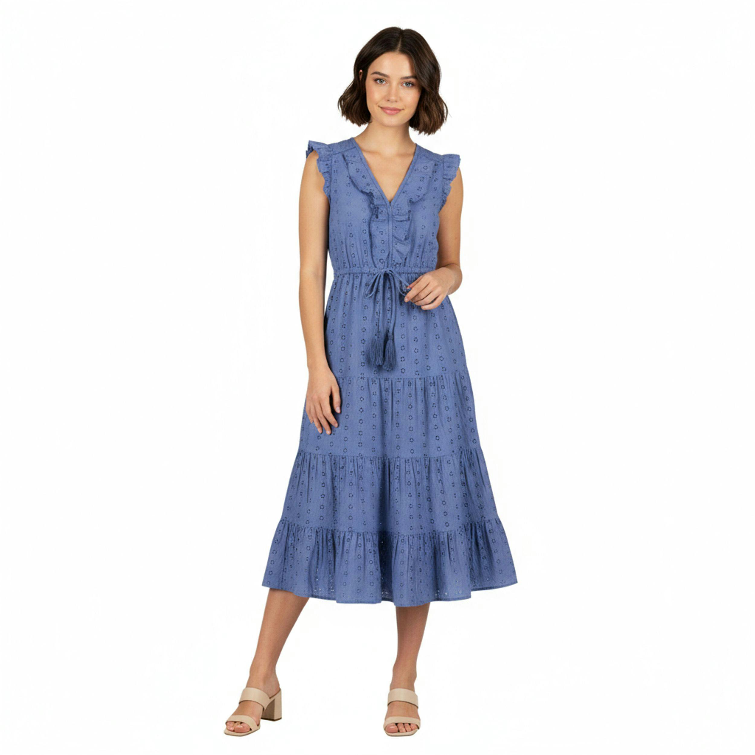 Giselle Women's Maxi Dress Ocean Blue Eyelet