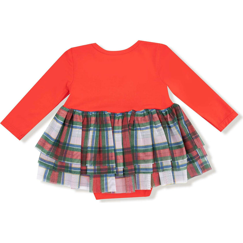 Holiday Plaid - Long Sleeve Tutu Bodysuit