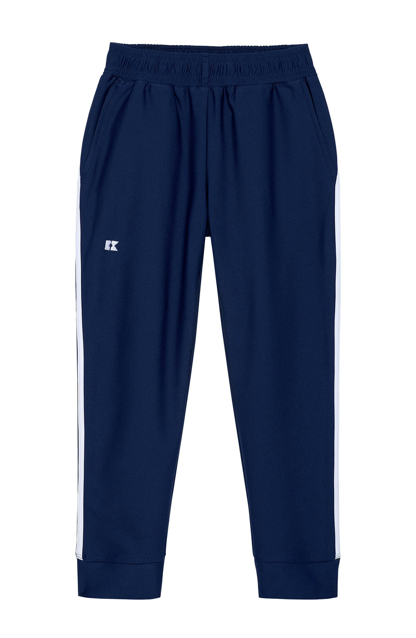 navy retro warm-up jogger