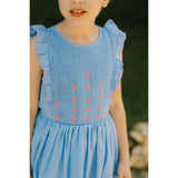 Elivia Blue Linen Smocked Dress