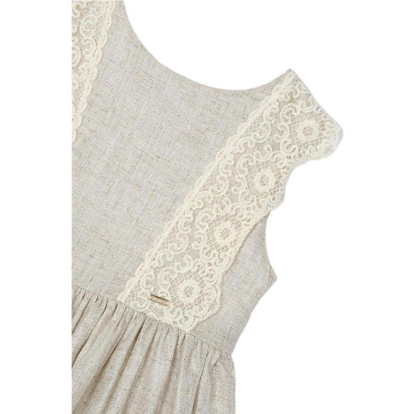 Linen Ornamental Sleeveless Dress