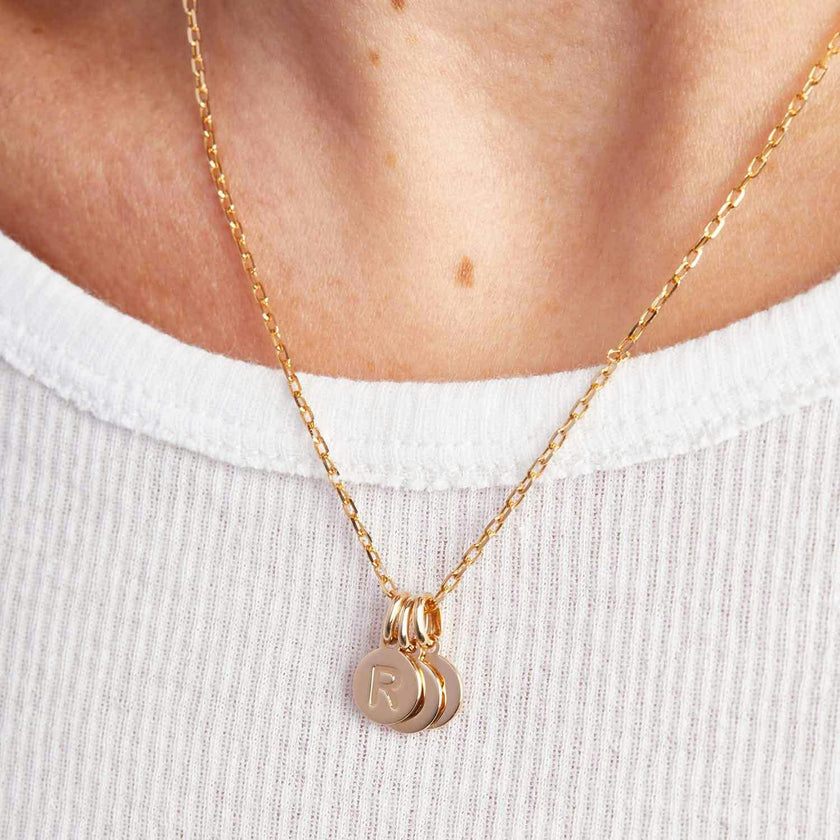 Children's Personalized Letter Pendant Necklace, 14k Gold Plated