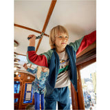 Colorblock Long Sleeve Kangaroo Pocket Hoodie, Blue