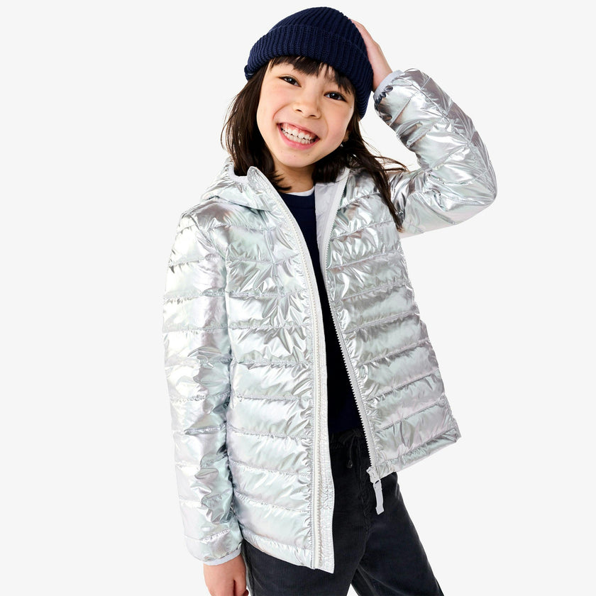 Kids metallic lightweight puffer jacket