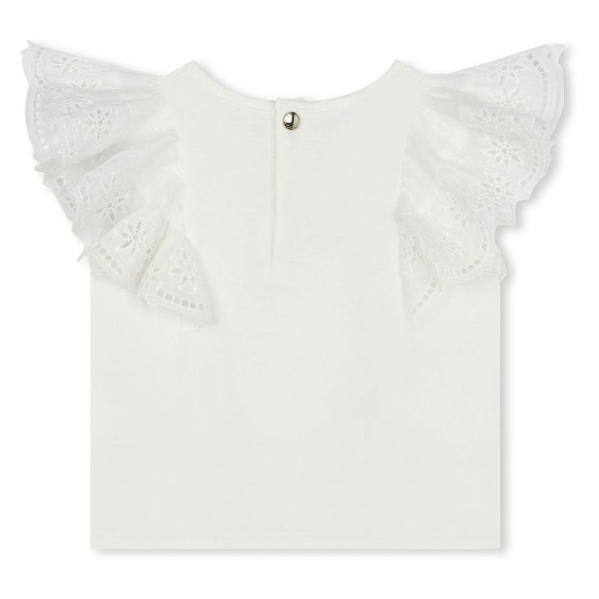 Ivory Logo Embroidered Cotton Blouse