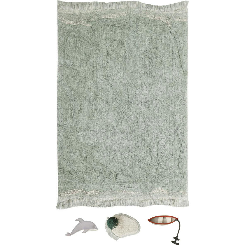 Waves Washable Rectangle Play Rug