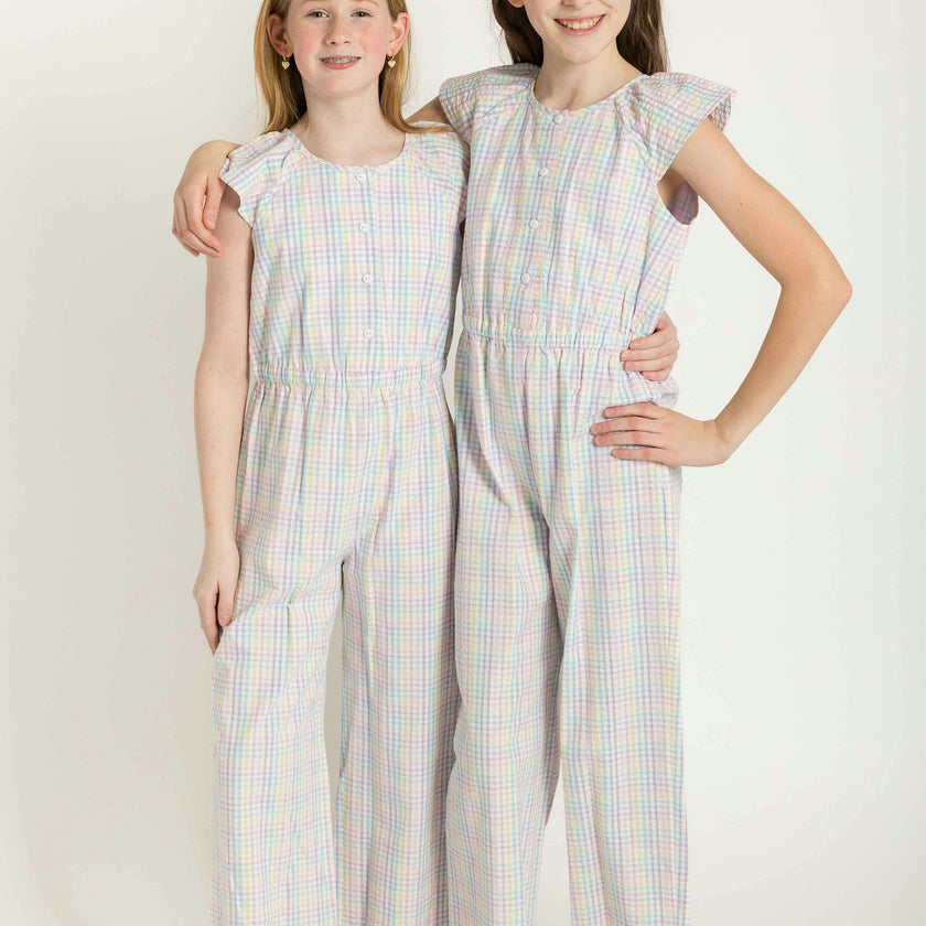 Plaid Seersucker Jumpsuit
