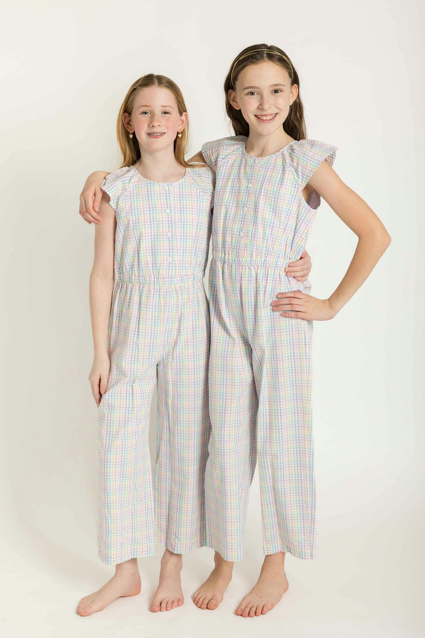 Plaid Seersucker Jumpsuit