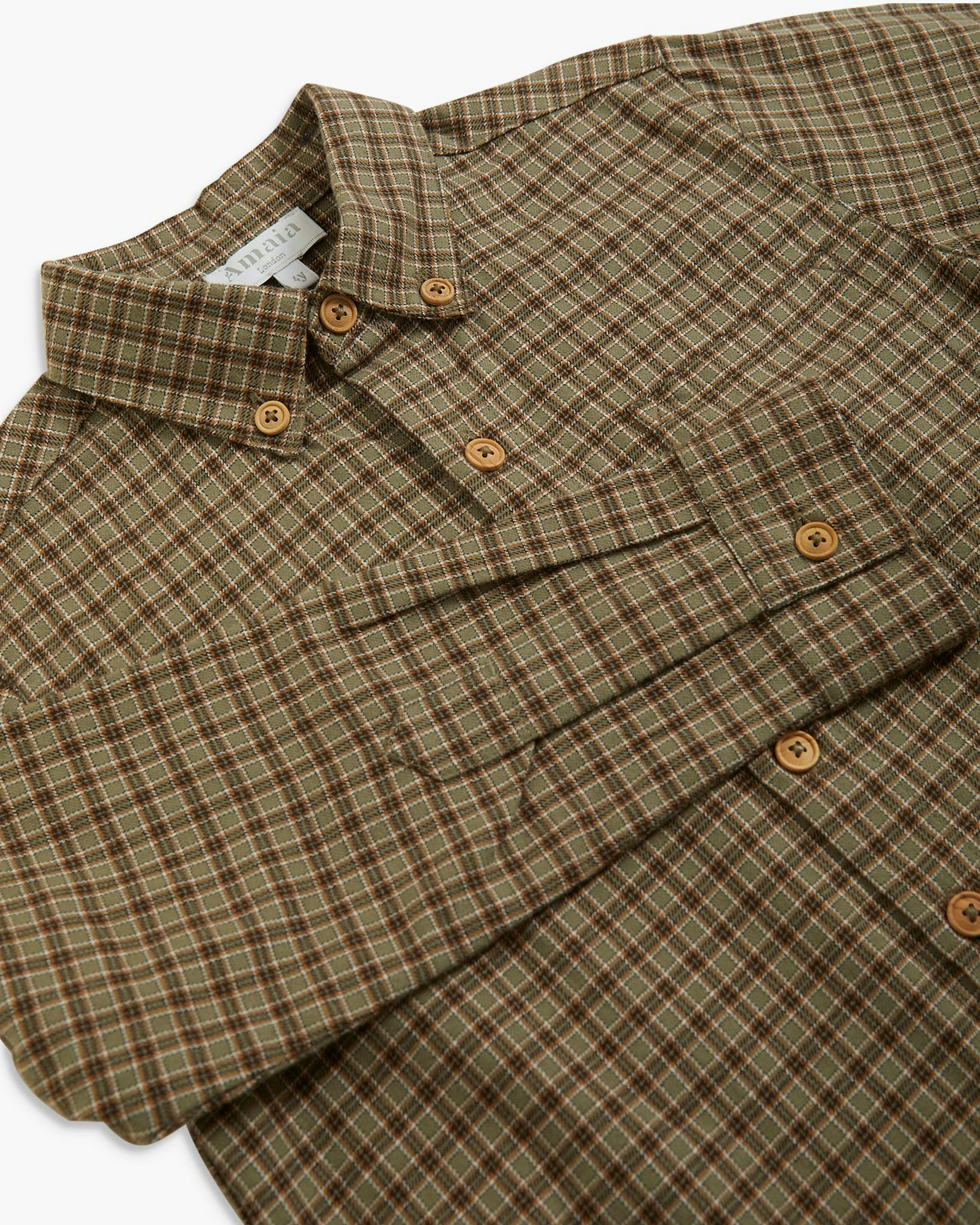 Ralph Shirt Green Brown Check