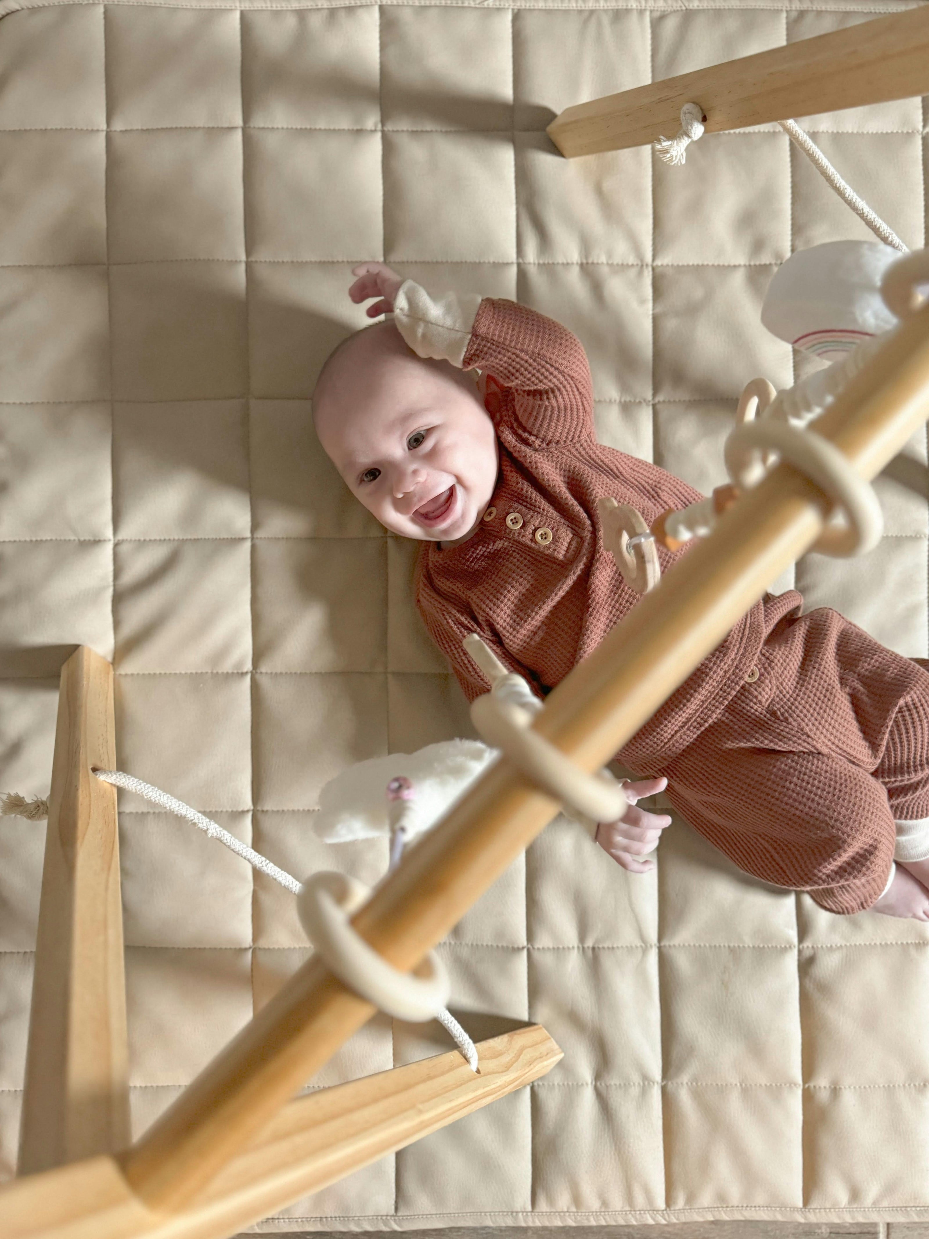 Lilac Wooden Baby Gym | Montessori Infant Play Gym with Hanging Toys