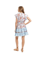 Poppy Dress. Blue Botanical
