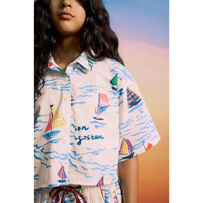 BARCOS CROPPED SHIRT WHITE