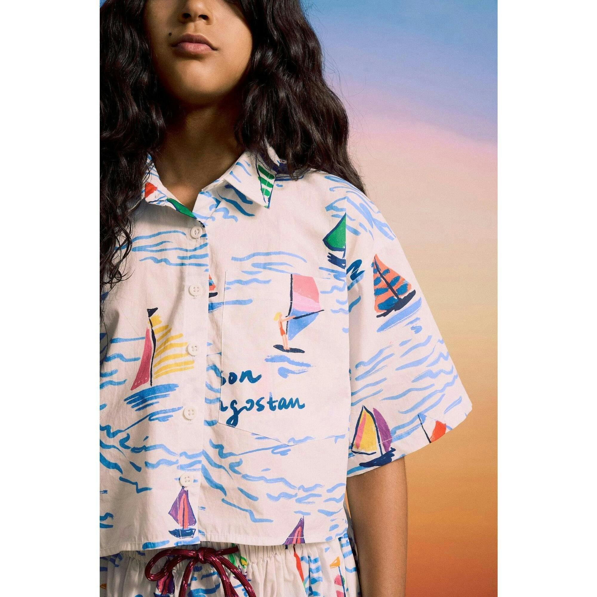 BARCOS CROPPED SHIRT WHITE