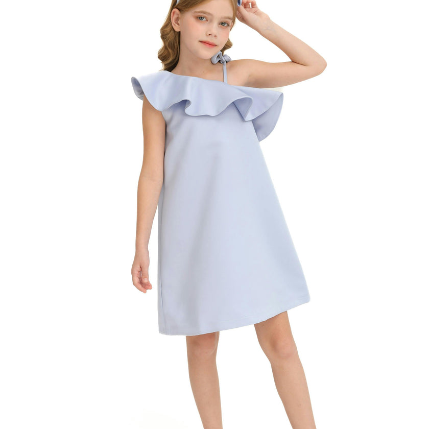 Blue Petulla Off Shoulder Ruffle Dress