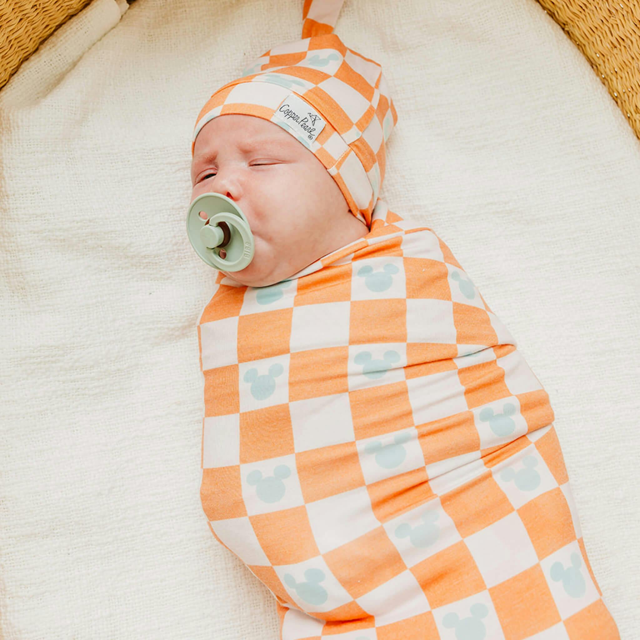 Knit Swaddle Blanket - Mickey Mouse Check