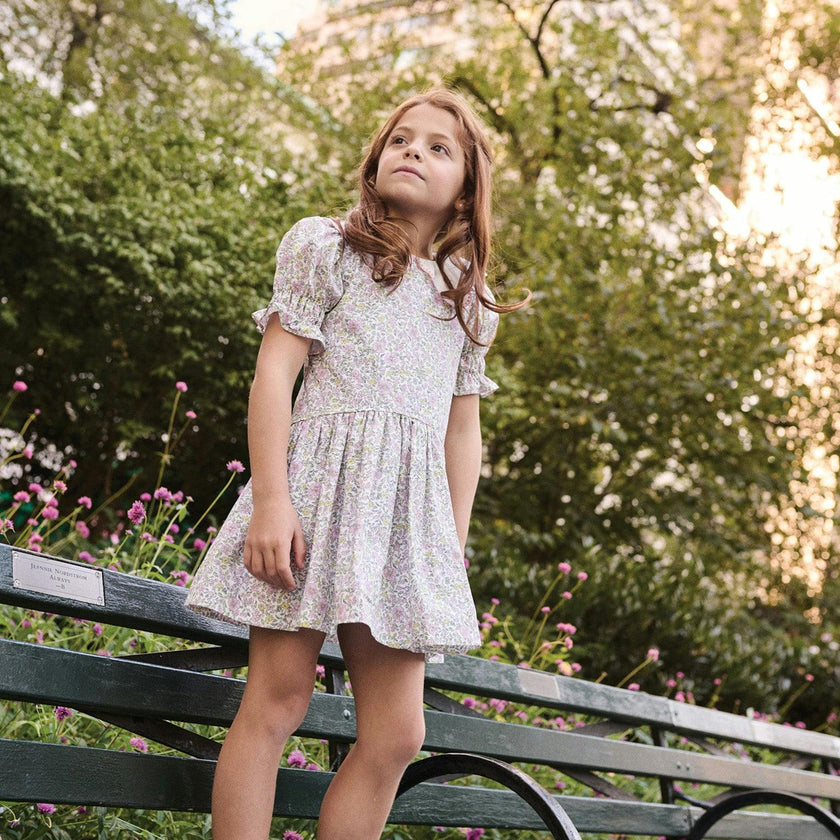 Nicky Hilton x La Coqueta Sage Floral Iris Girl Drop Waist Dress