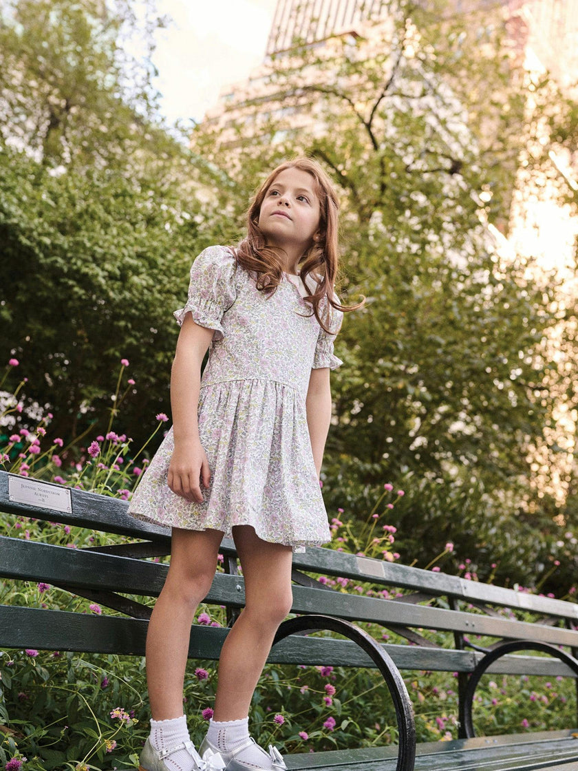 Nicky Hilton x La Coqueta Sage Floral Iris Girl Drop Waist Dress