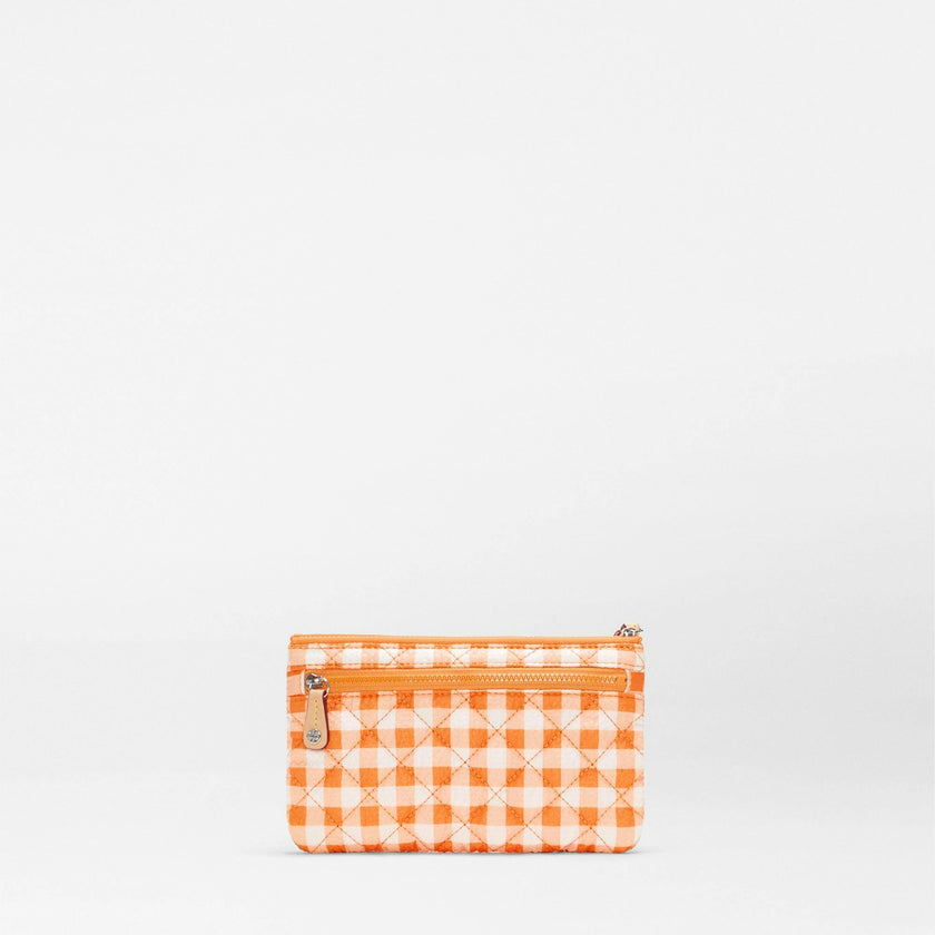 Sunset Orange Gingham Flat Metro Wristlet