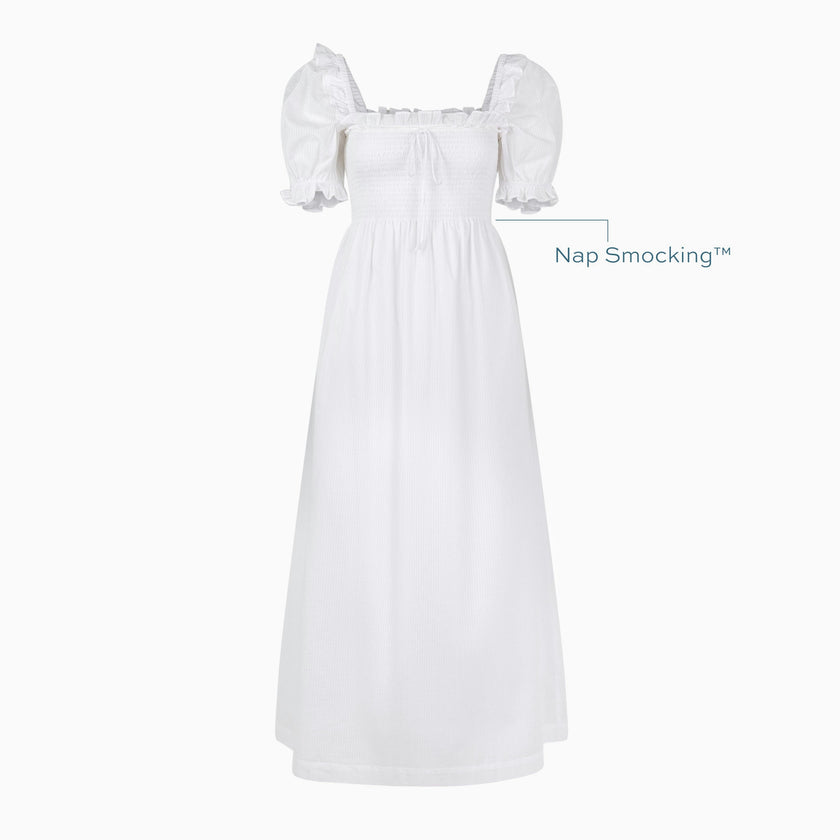 The Scarlett Nap Dress - White Shadow Stripe