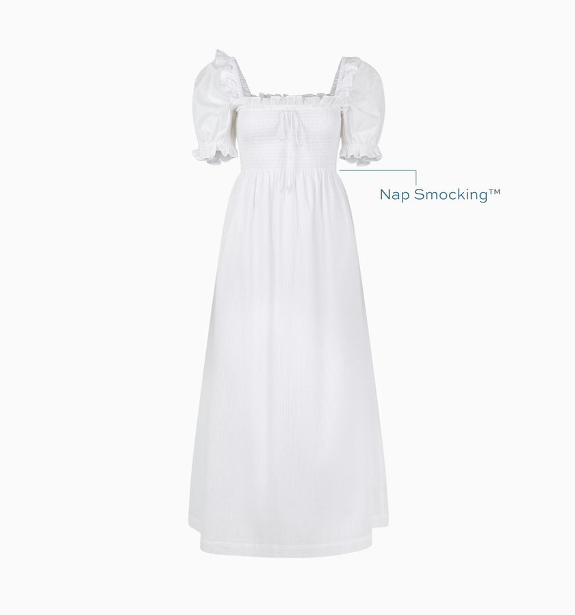 The Scarlett Nap Dress - White Shadow Stripe