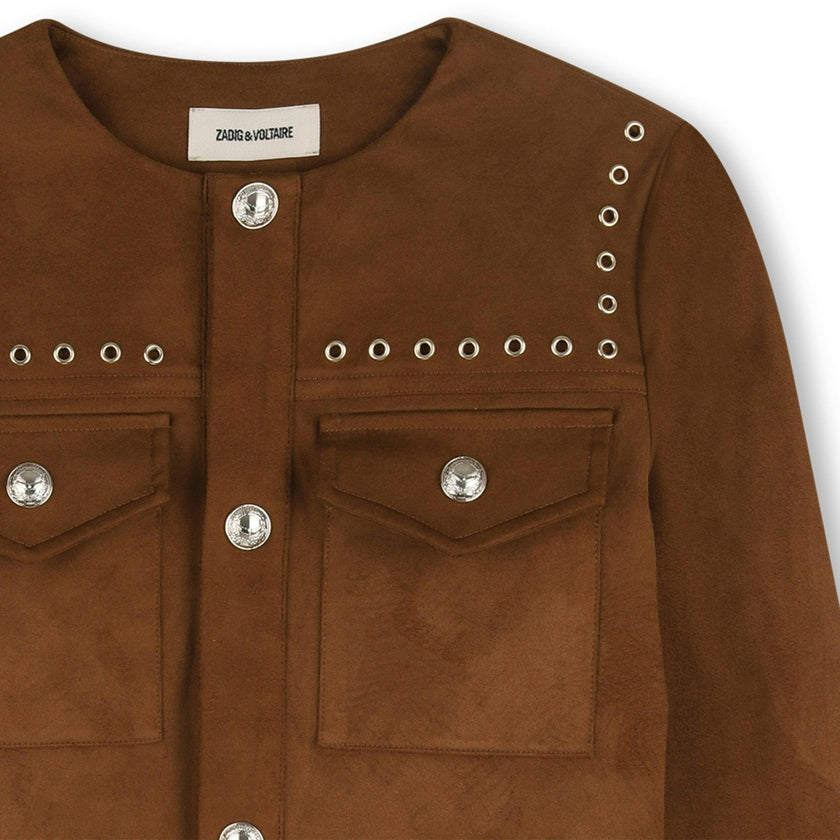 ZADIG & VOLTAIRE Faux Suede Cowgirl Jacket - Nuthatch