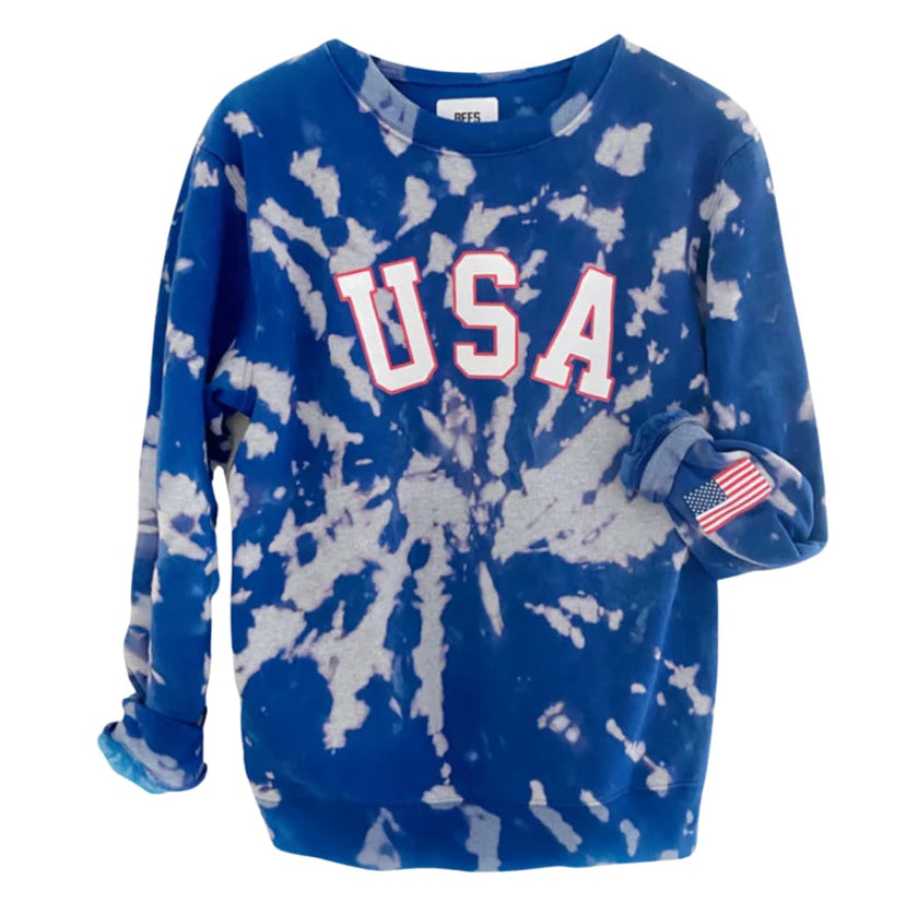 USA Tie-Dye Adult Sweatshirt, Blue