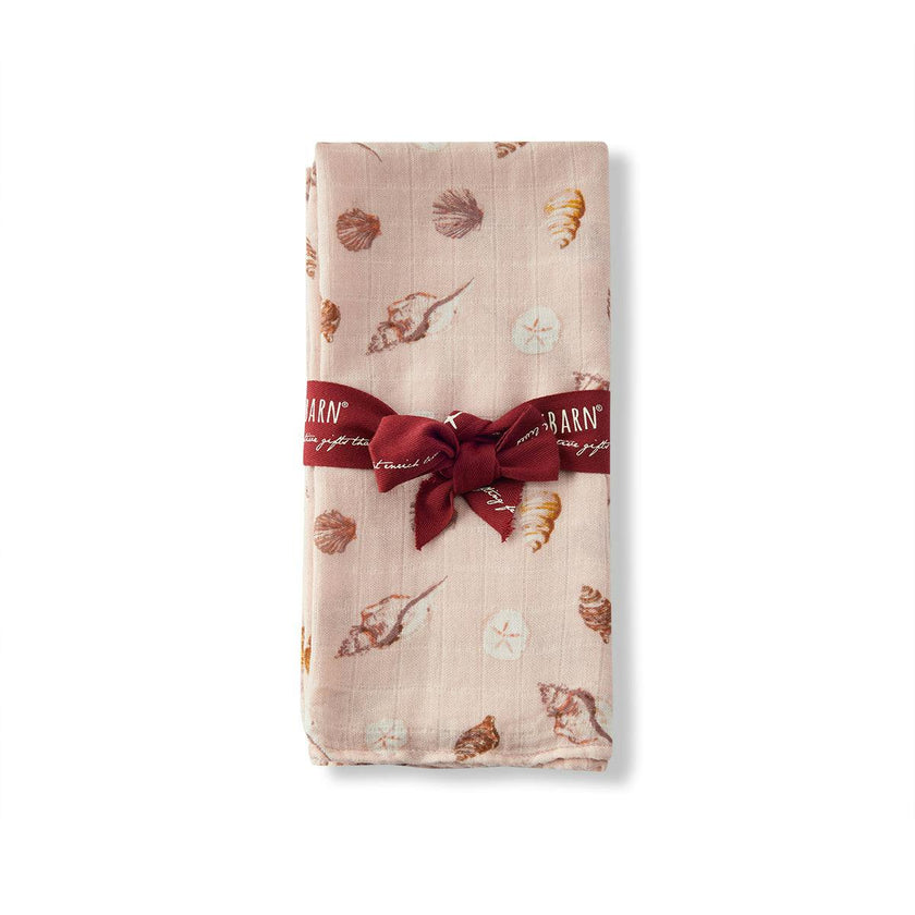Seashells Bamboo Muslin Two-Piece Burp Cloth Set
