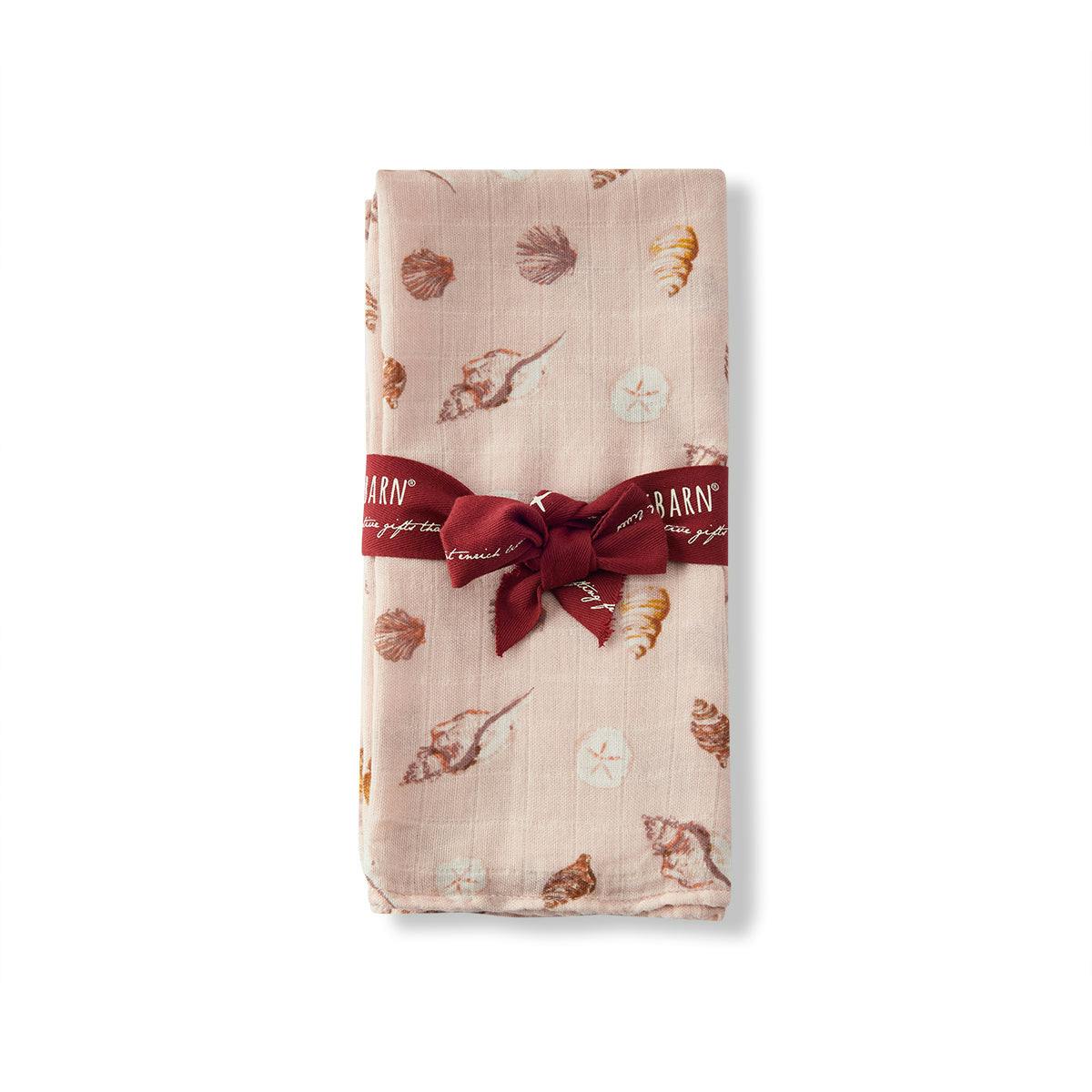 Seashells Bamboo Muslin Two-Piece Burp Cloth Set