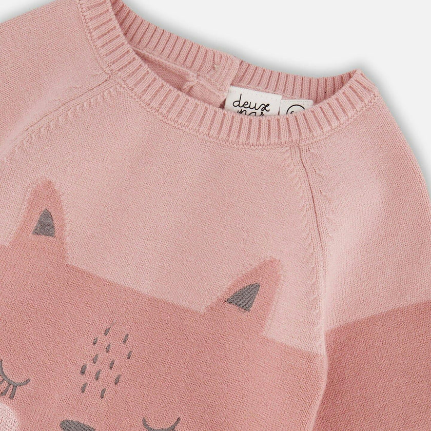 Knitted Bi-Color Romper Old Pink